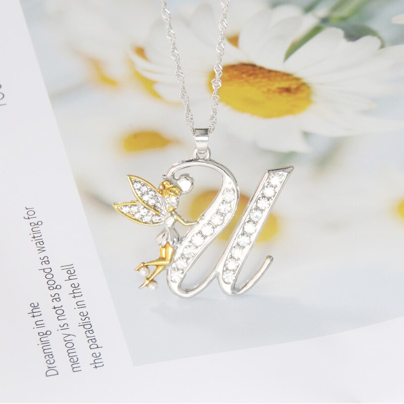 Crystal Initial Flower Fairy Necklace