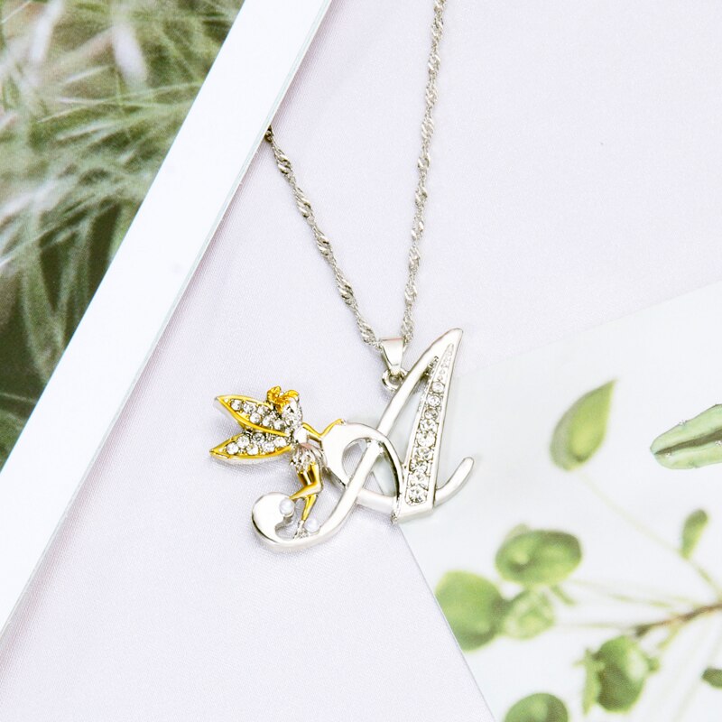 Crystal Initial Flower Fairy Necklace