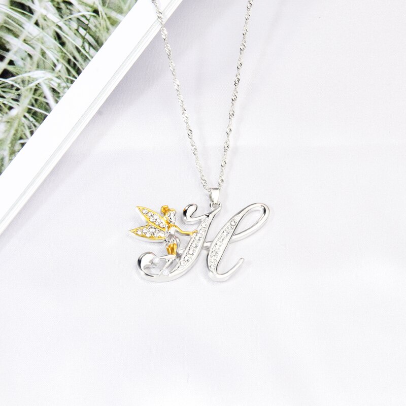 Crystal Initial Flower Fairy Necklace