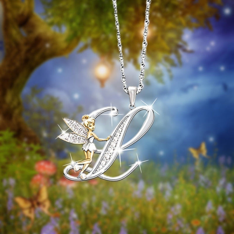 Crystal Initial Flower Fairy Necklace