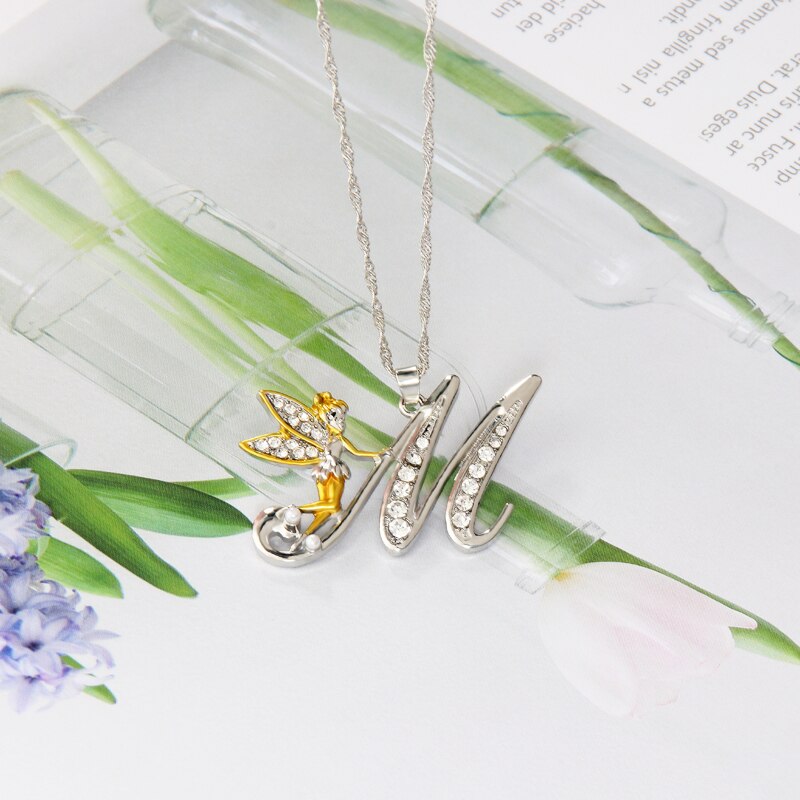 Crystal Initial Flower Fairy Necklace