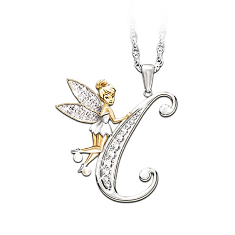 Crystal Initial Flower Fairy Necklace